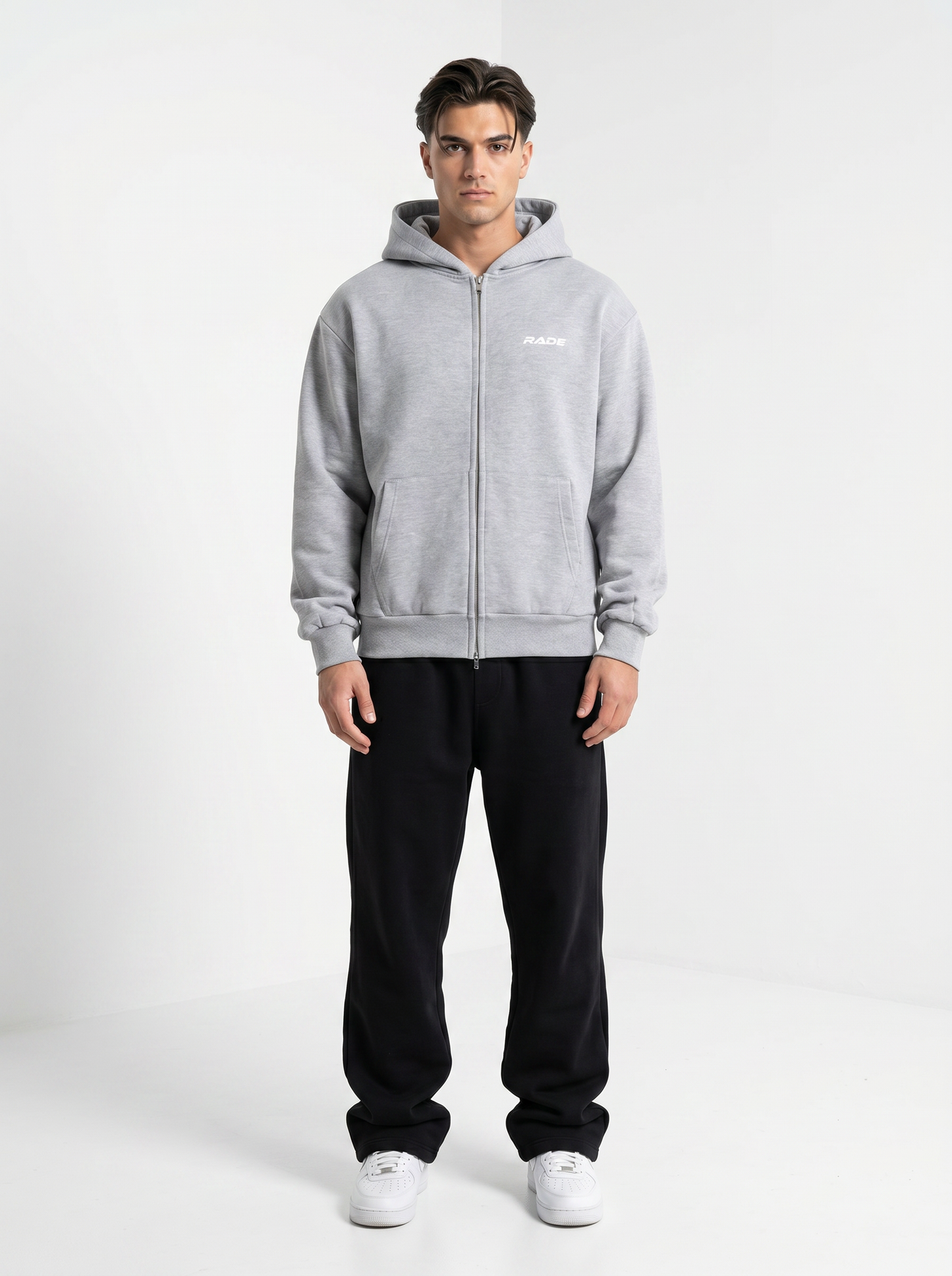 BOXY ZIP HOODIE HEATHER GREY
